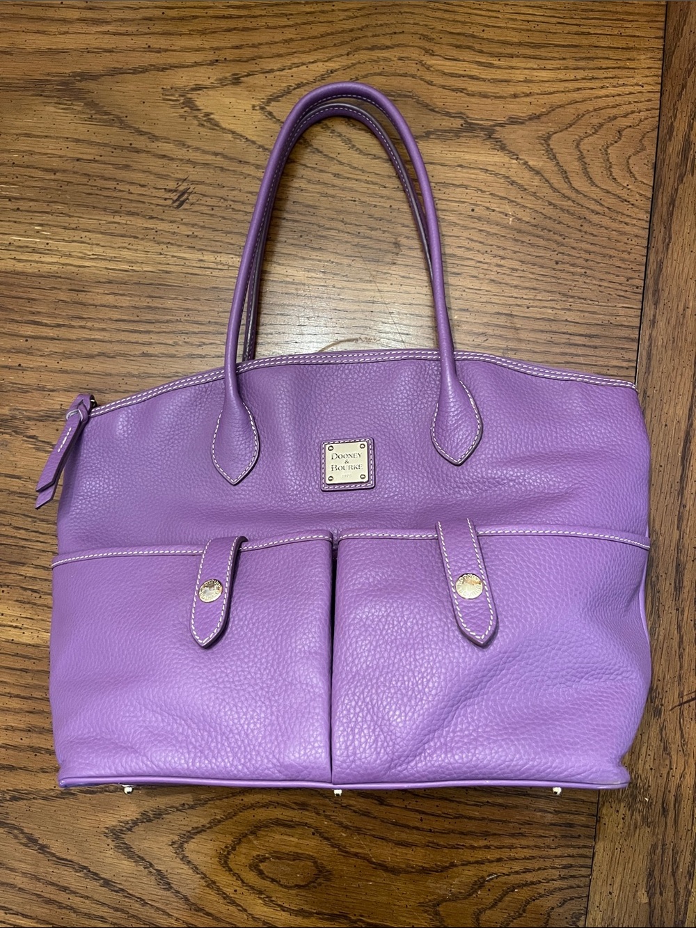 Dooney & Bourke Purple Pebbled Leather Tote Bag